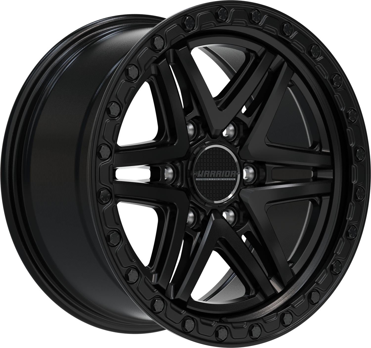 WARRIOR VULCAN SATIN BLACK LIP & BLACK BOLTS - Size:17X8.5 PCD:6/139.7 ET:18P CB: 106.1 [1250kg Load Rated]