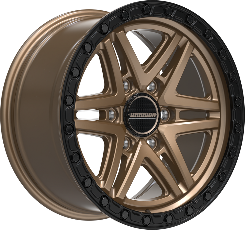 WARRIOR VULCAN SATIN BRONZE / SATIN BLACK LIP & BLACK BOLTS - Size:17X8.5 PCD:6/139.7 ET:18P CB: 106.1 [1250kg Load Rated]