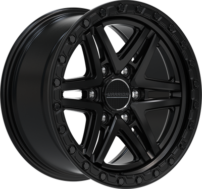 WARRIOR VULCAN SATIN BLACK LIP & BLACK BOLTS - Size:17X8.5 PCD:6/139.7 ET:35P CB: 106.1 [1250kg Load Rated]