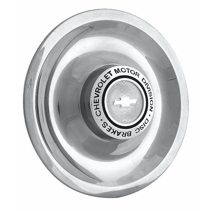 GM AUTHORISED STAINLESS STEEL DISC BRAKE CAP 'CHEVROLET MOTOR DIVISION DISC BRAKE' FOR RALLYE WHEELS [SINGLE]