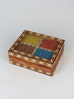 Wooden Box w/ Gem Stones