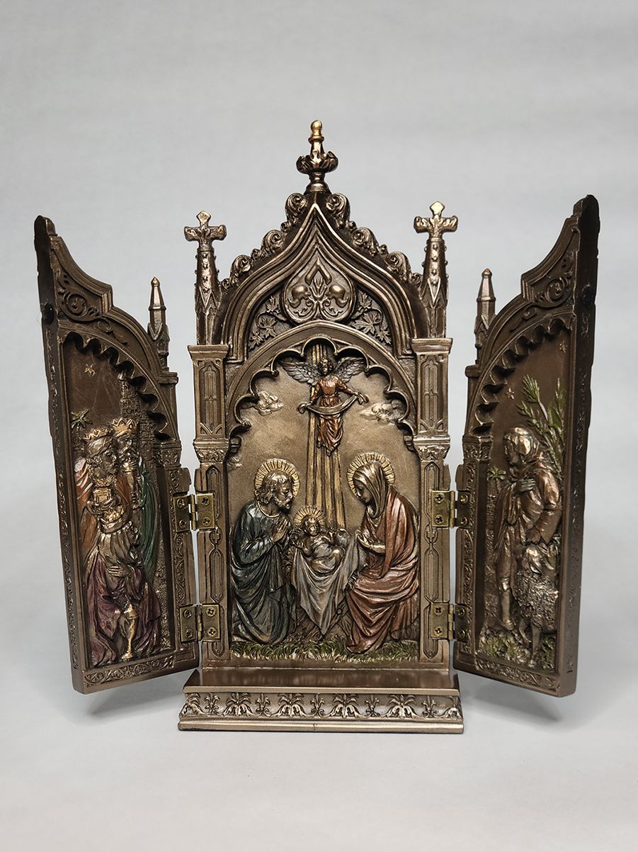 Jesus Triptych Temple Bronze fusion 9&quot;