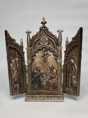 Jesus Triptych Temple Bronze fusion 9"