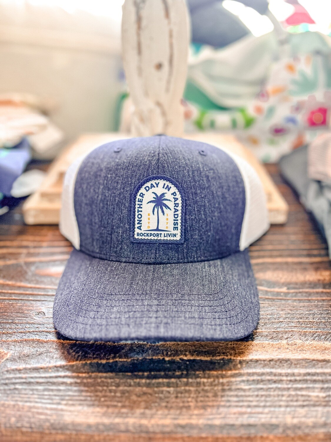 Legacy Navy/White Day in Paradise Rockport Trucker