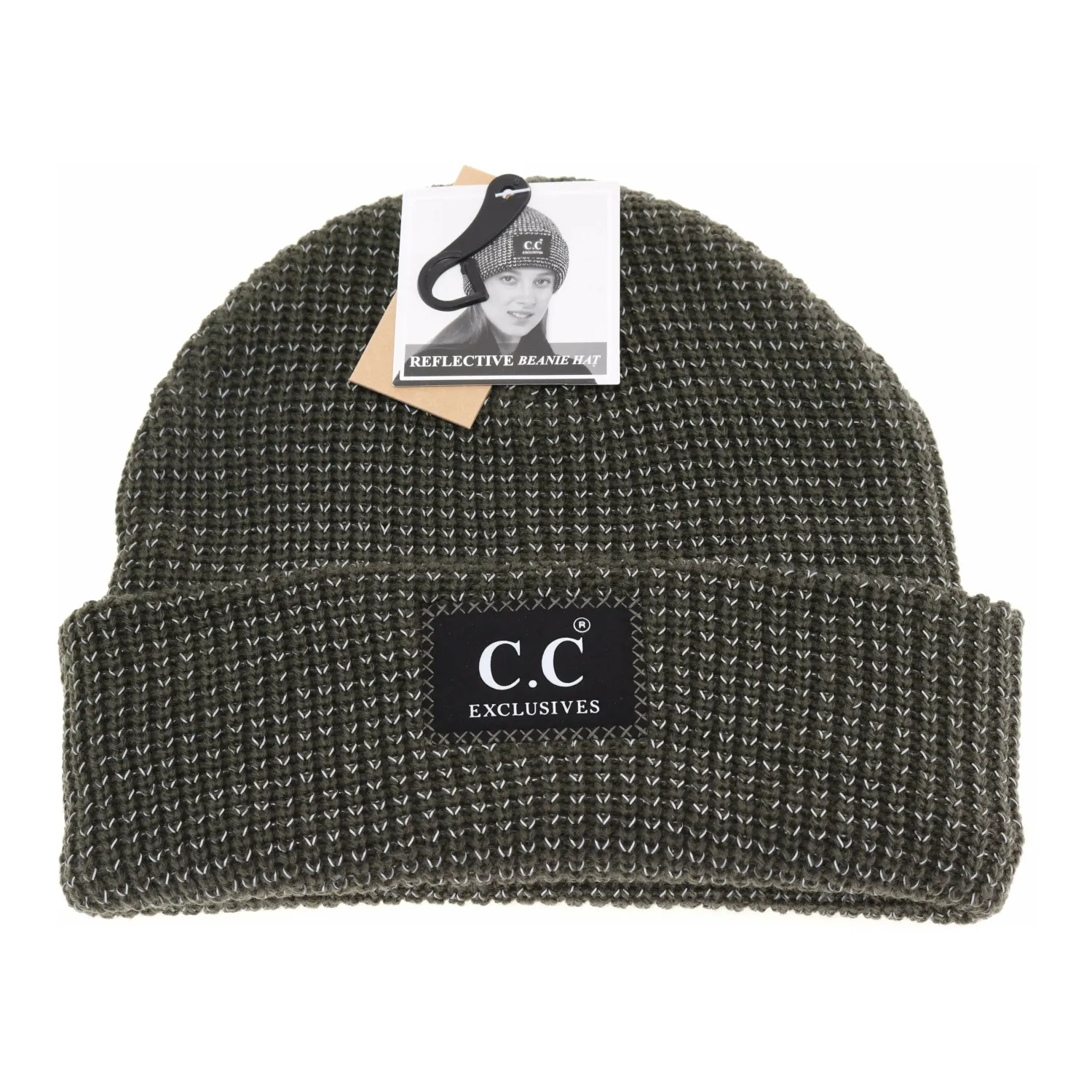 Reflective Solid Unisex C.C Beanie Moss