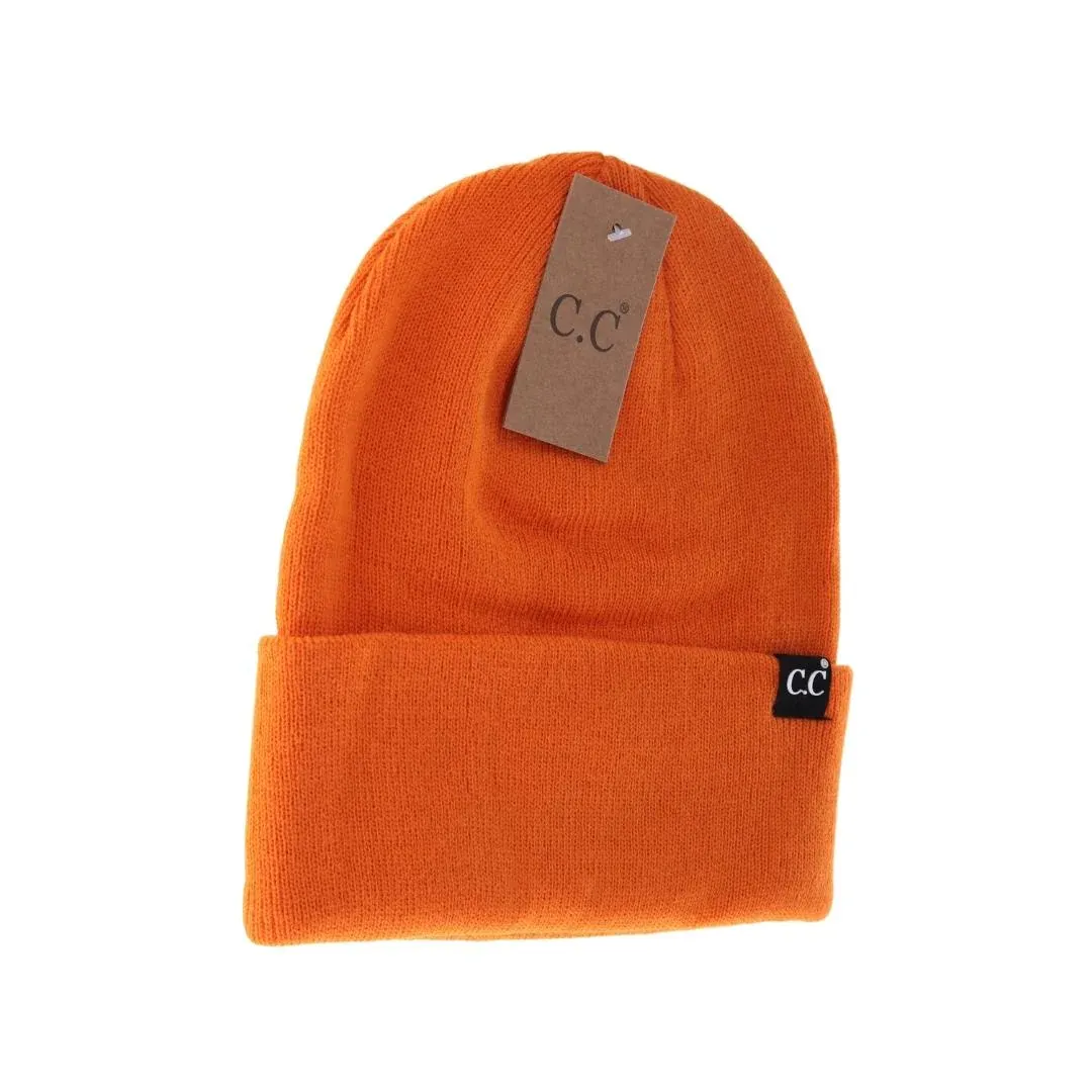 Unisex Wide Cuff C.C Beanie Tiger Orange