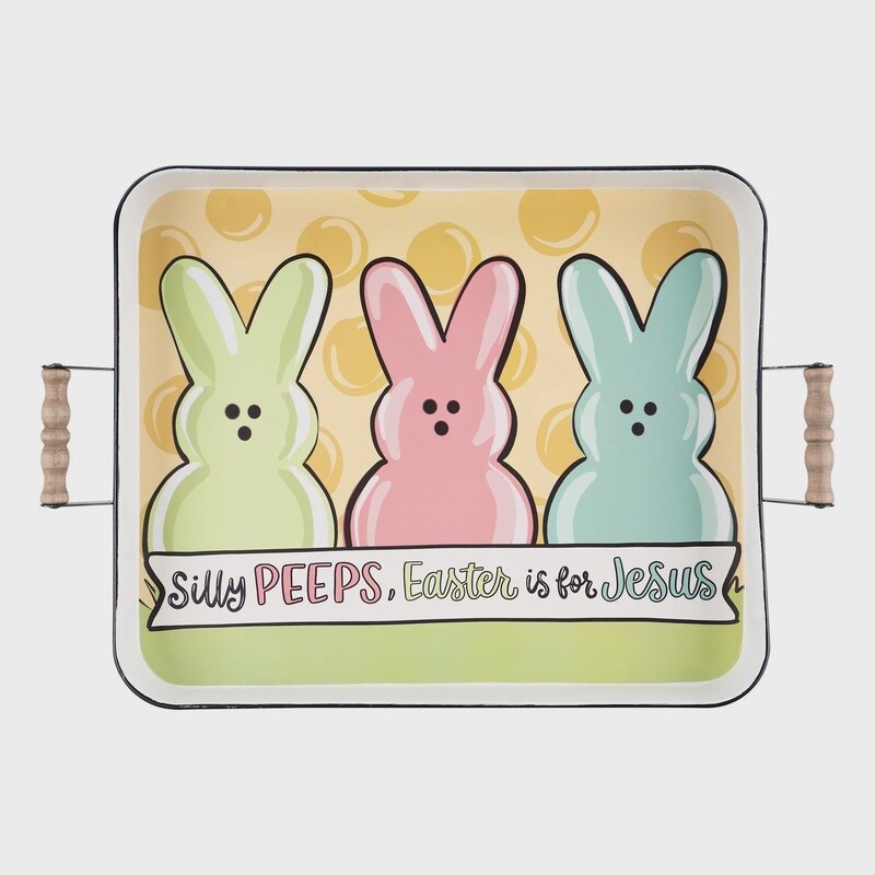 THREE SILLY PEEPS ENAMEL TRAY
