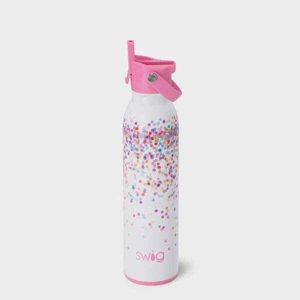 Flip + Sip Water Bottle, 20 oz, Design: Confetti