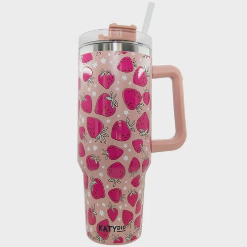 40 oz Stainless Steel Tumbler, Print, Color: Strawberry