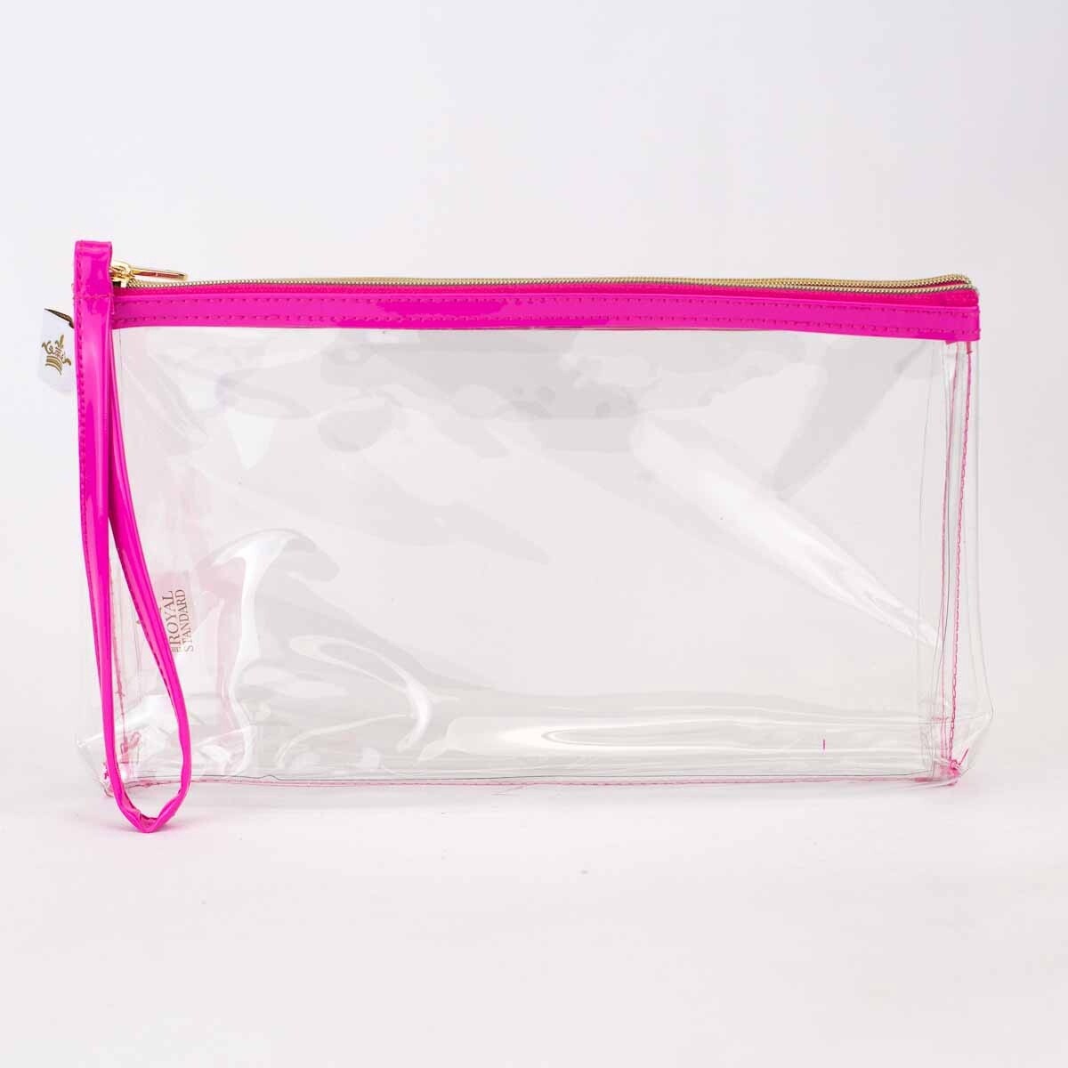 Clear Double Zip Pouch Organizer, Color: Pink