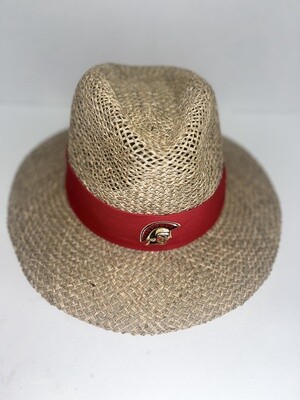GAC red straw safari hat