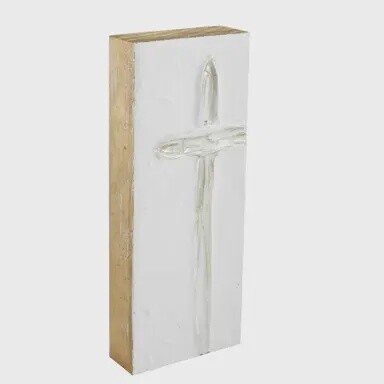 Tall Silver Cross Plaque