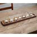 Brown Beaded Tray &amp; Glass Votive Set