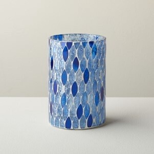 Blue Mosaic Lantern, Lg