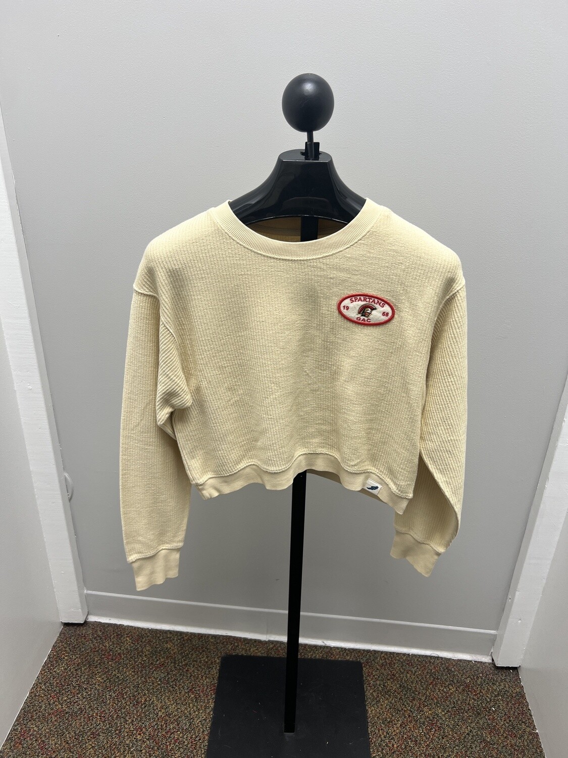 League Women&#39;s Cropped Textured Crew, Color: Vanilla, Size: AS