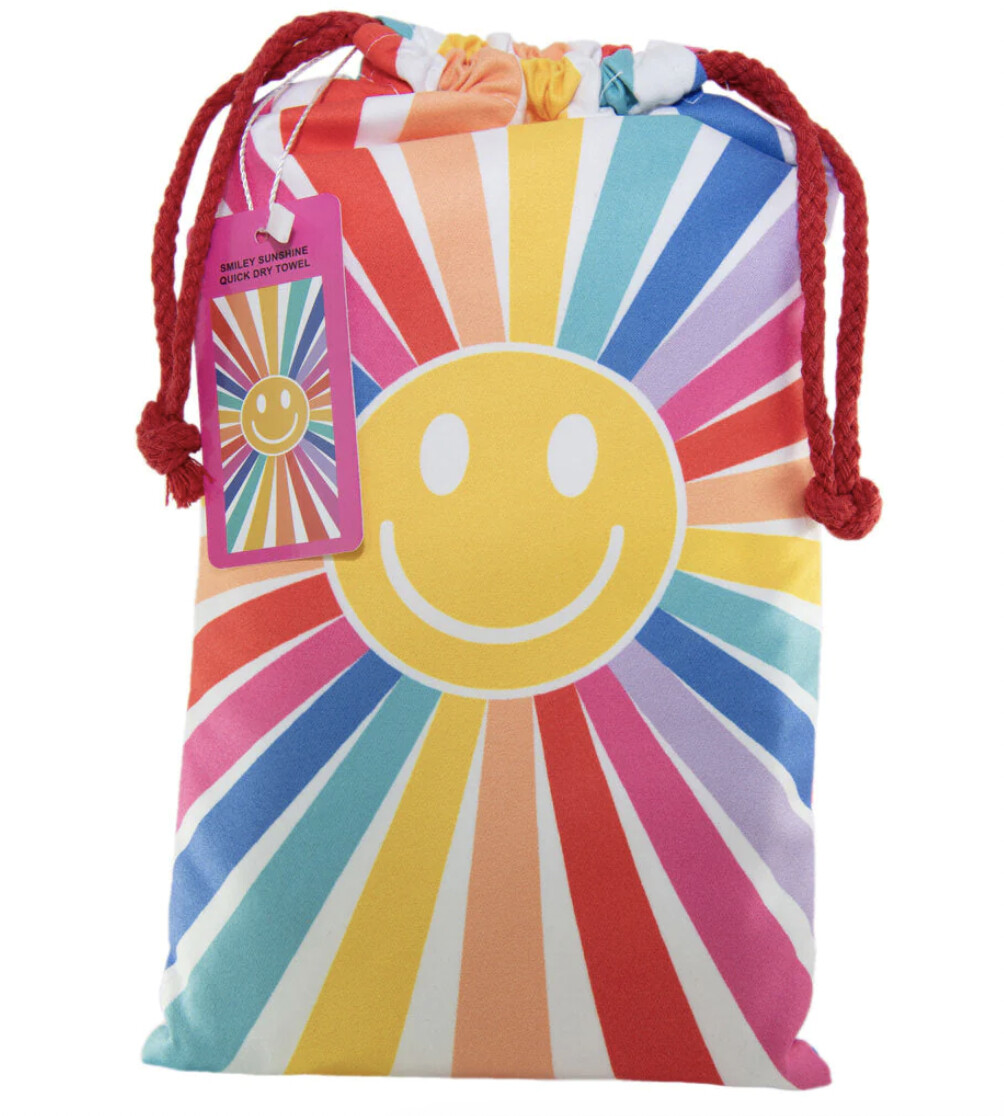 KatyDid Smiley Face Quick Dry Towel, Design: Sunshine Smiley Face