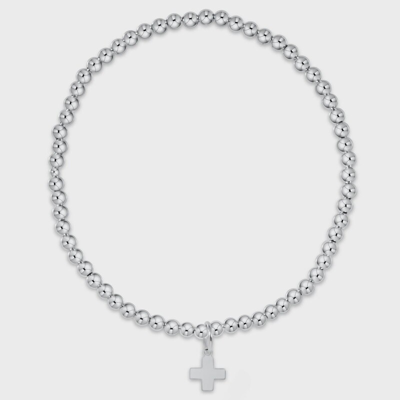 Sterling Classic Beaded Bracelet, Cross