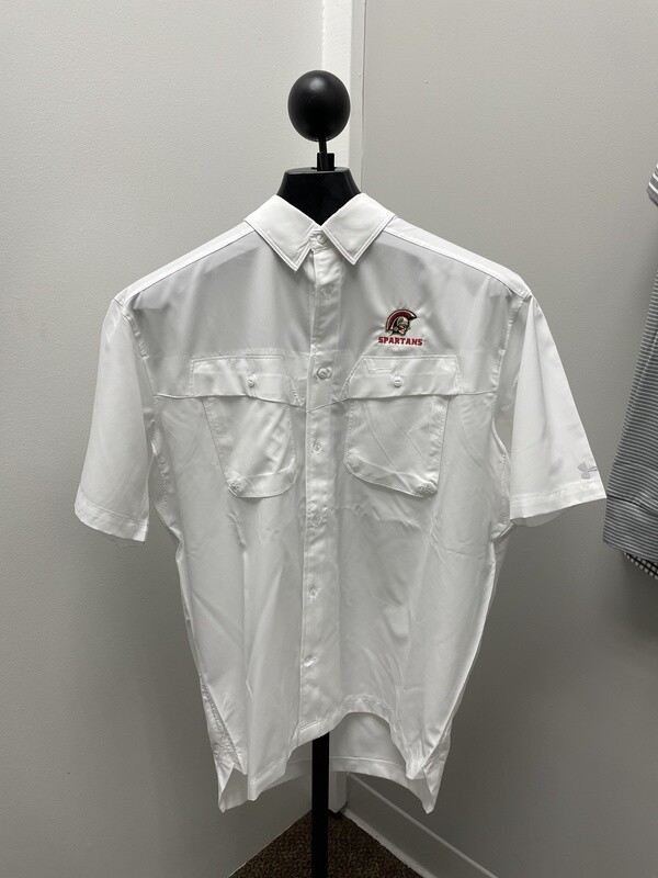 White Short Sleeve Button up