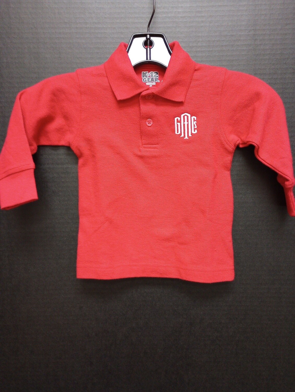Uniform Polo Long Sleeve Toddler, Color: Red, Size: 2T