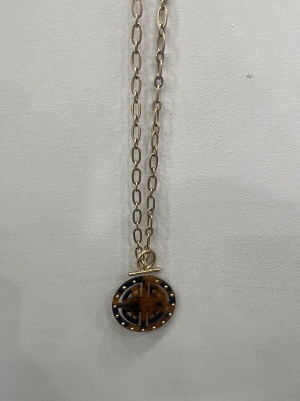 Brown/Black circle Medalion Necklace