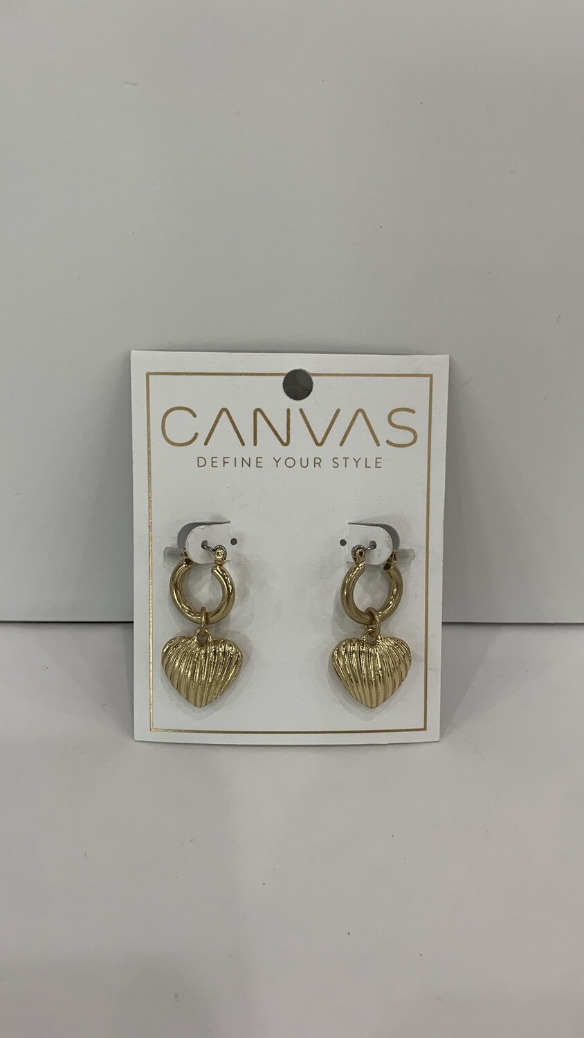 Canvas Heart Dangle Earrings