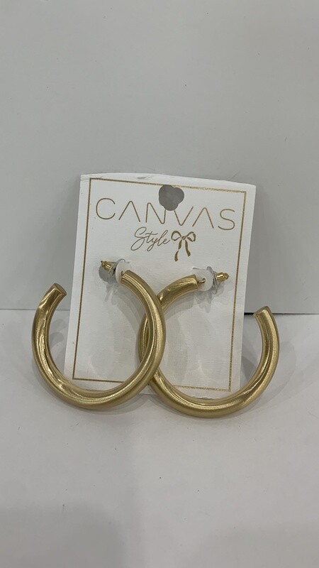 Canvas Gold Hoop Earrings Medium