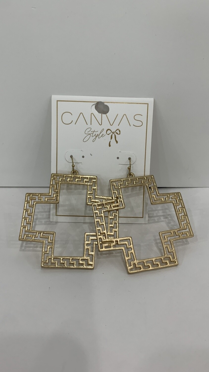 Canvas Cross Dangle Earrings