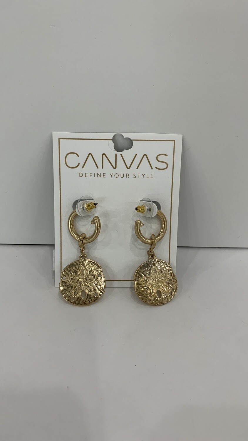 Canvas Sand Dollar Dangle Earrings