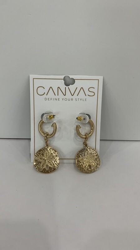Canvas Sand Dollar Dangle Earrings