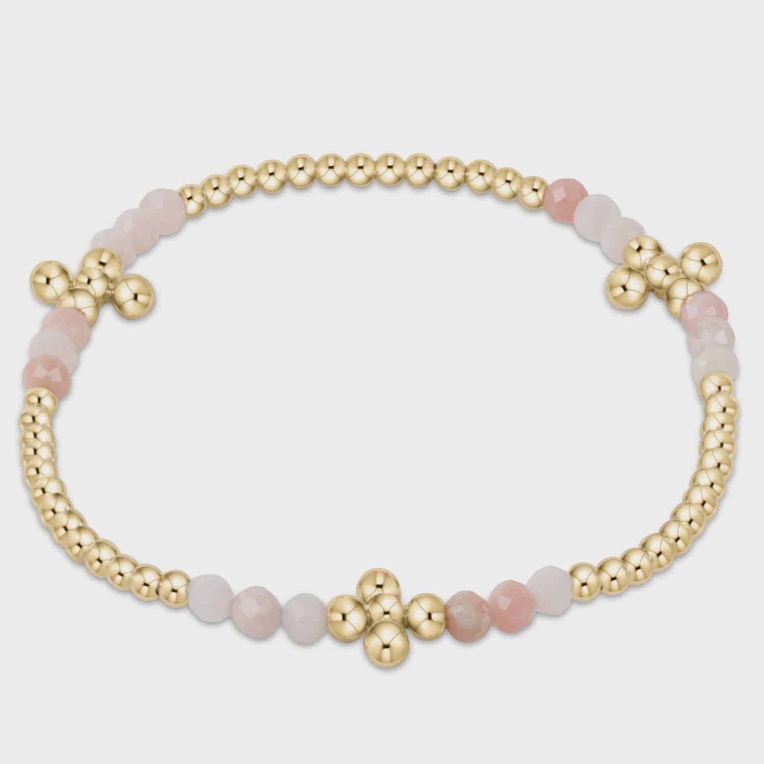 Gemstone Bracelet, Signature Cross Gold Bliss, 2.5mm sp23, Design: Pink Opal