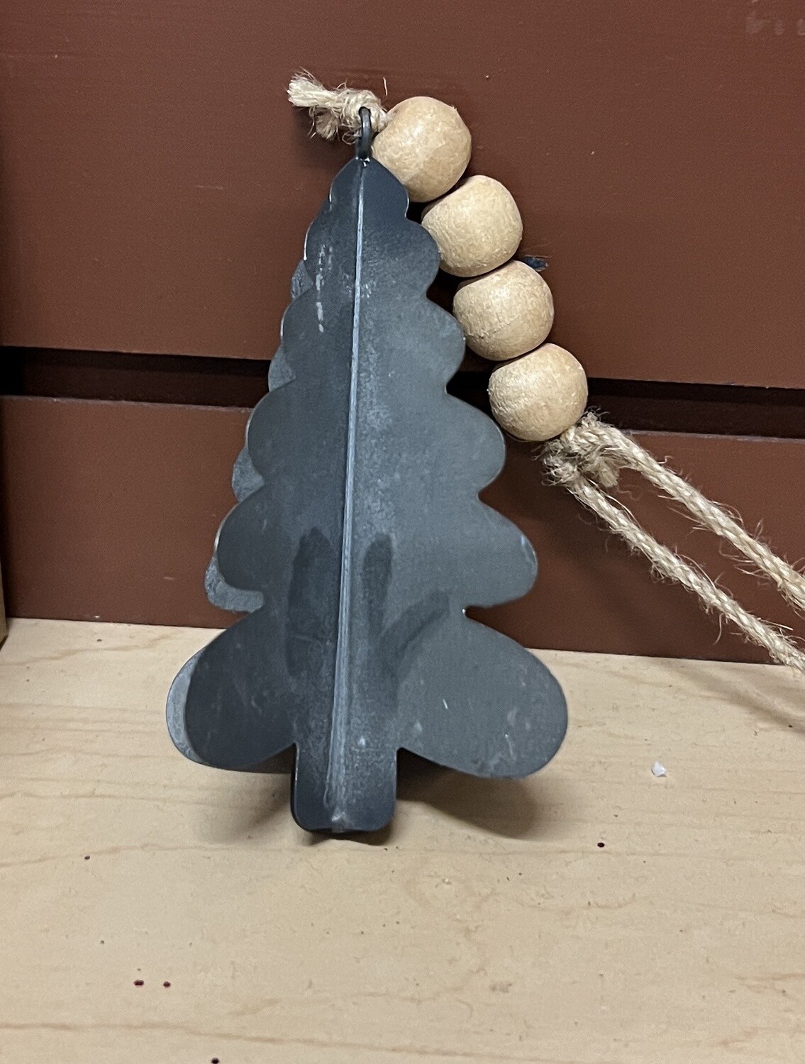 Gunmetal ornament w/ beads, Design: christmas tree