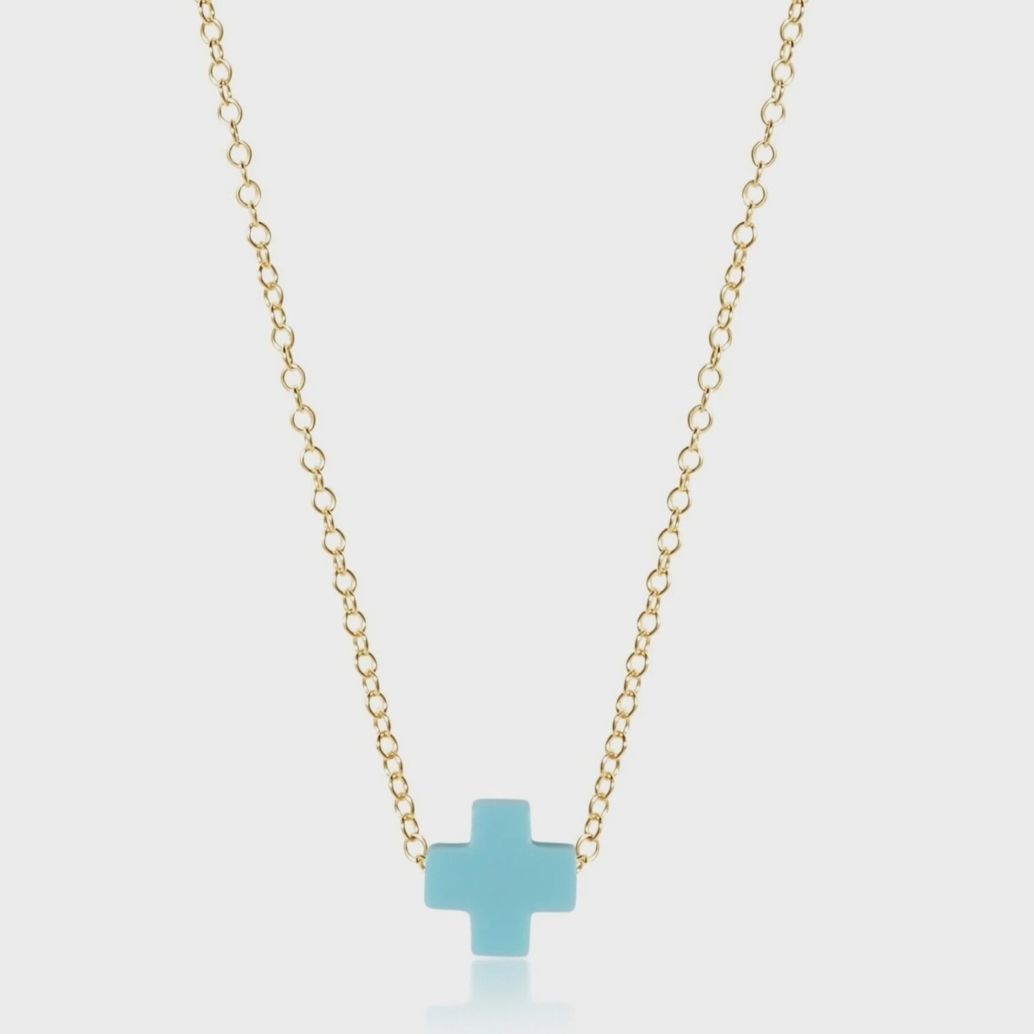 Gold Signature Cross Necklace, Design: Turquoise