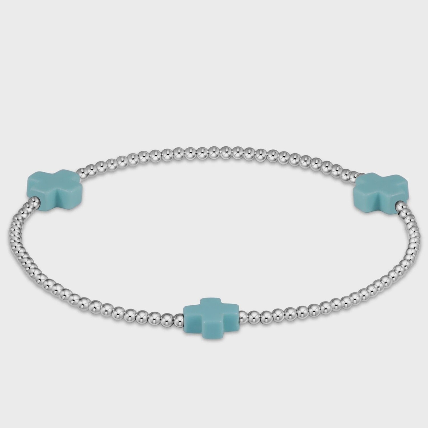 Sterling Signature Cross Bracelet, Design: Turquoise
