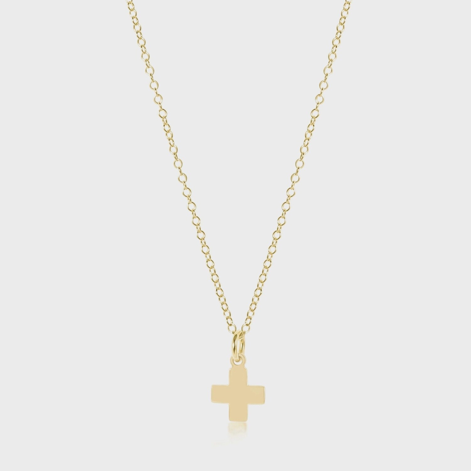 Gold 16&quot; Signature Cross Necklace, Gold Charm