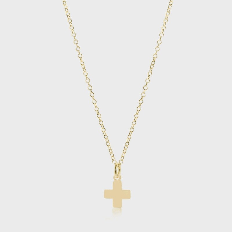 Gold 16&quot; Signature Cross Necklace, Gold Charm