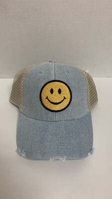 KatyDid Smiley Face Denim Trucker Hat