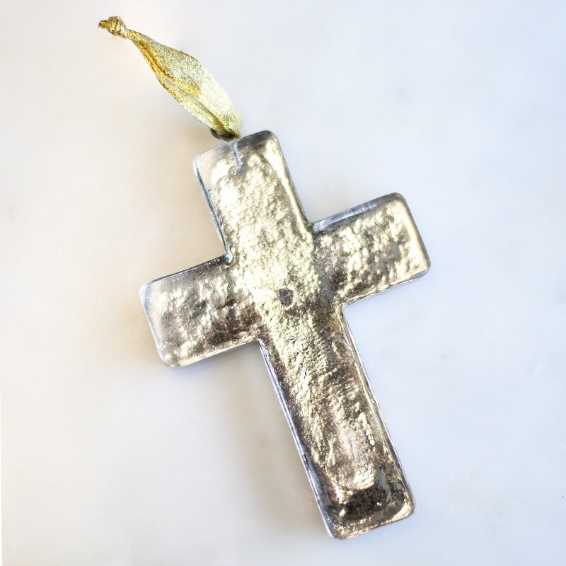 Clear Glass Cross Ornament