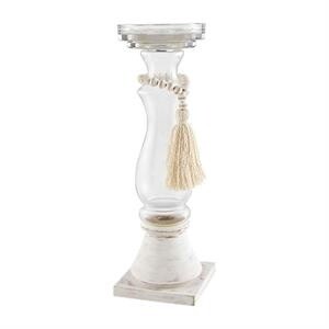 Glass/Wood Bead Candlestick, Sm