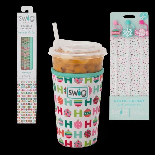 Iced Cup Coolie (22oz), Design: Santa Baby