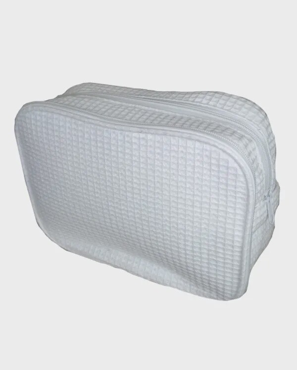 Waffle Weave Cosmetic Bag with Monogram