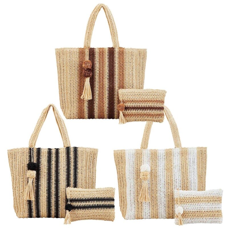 Straw Tote &amp; Case Set