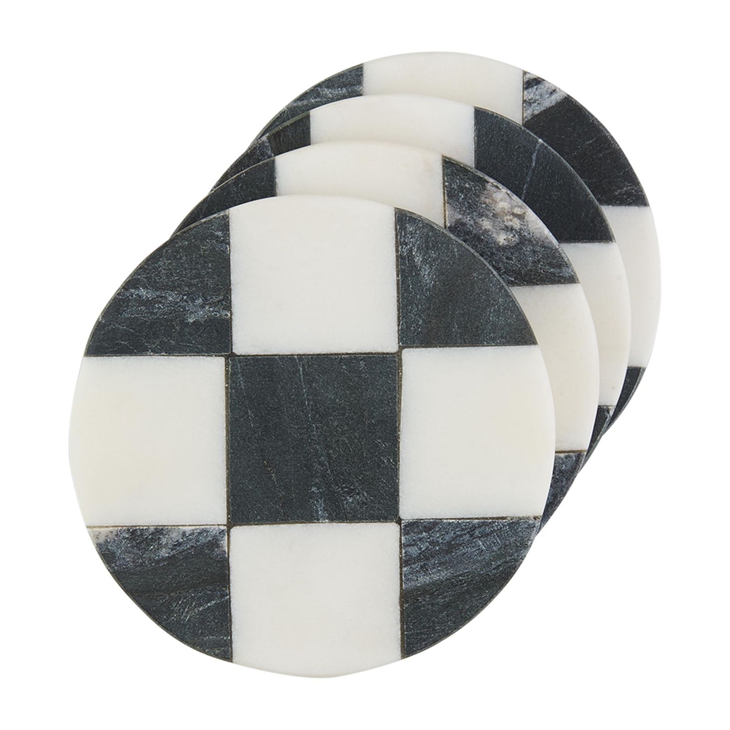 Checkered Coaster Set, Round