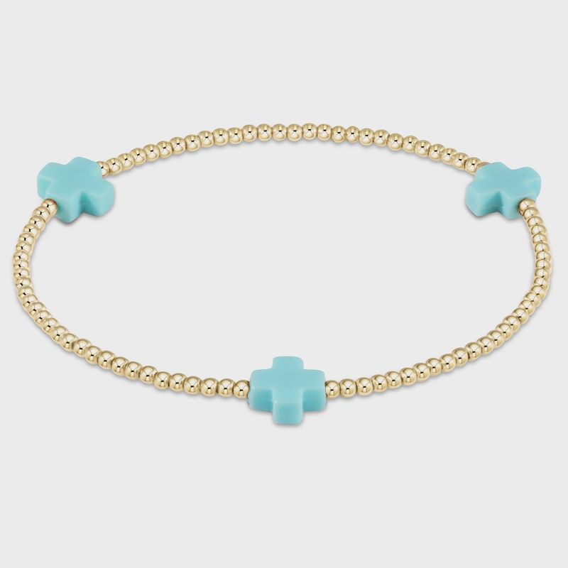 Gold Signature Cross Bracelet, 3mm