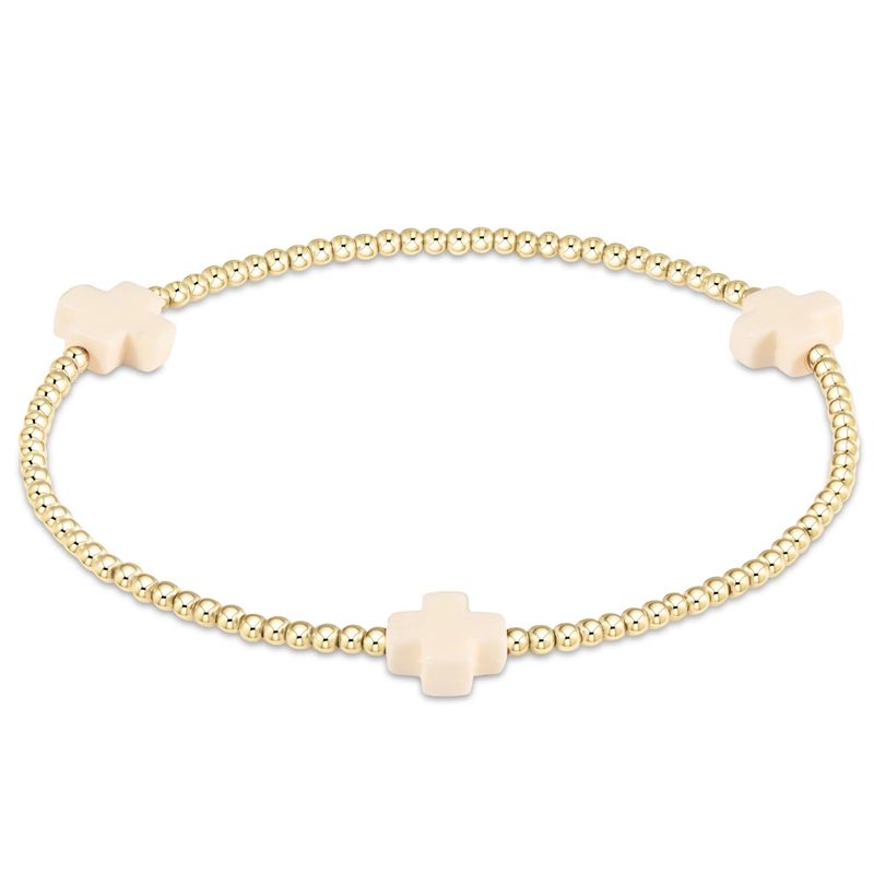 Gold Signature Cross Bracelet, 3mm
