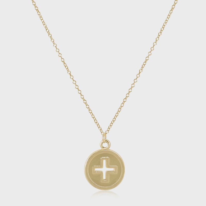 Gold 16&quot; Signature Cross Necklace, Gold Disc