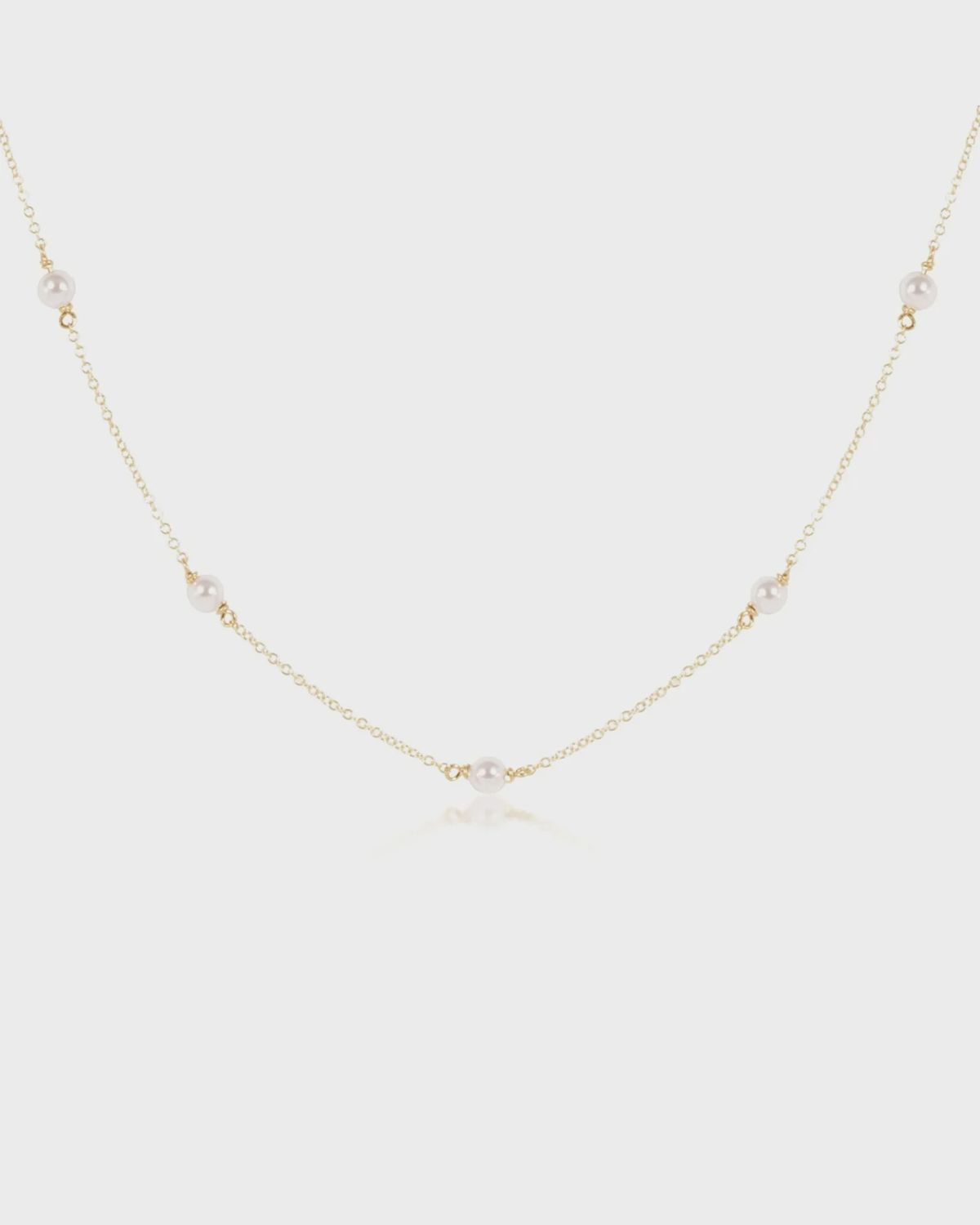 Gold 17&quot; Choker Classic Simplicity, 4mm Pearl