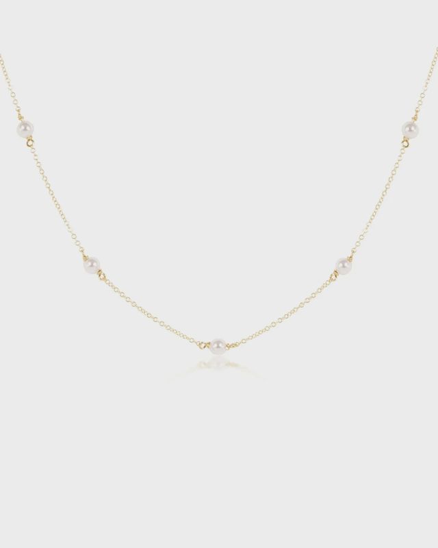 Gold 17&quot; Choker Classic Simplicity, 4mm Pearl