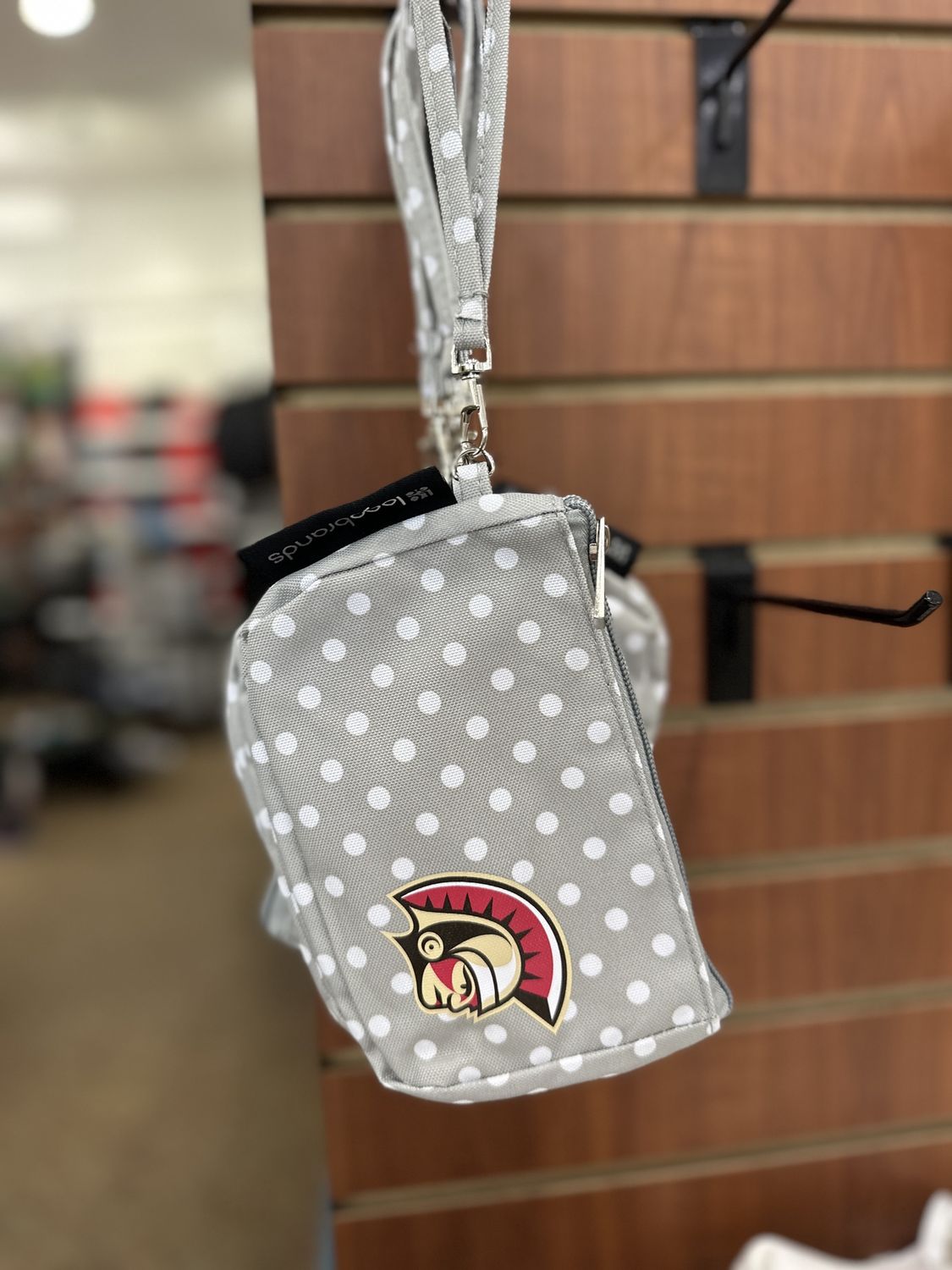 Gray Polkadot Wristlet