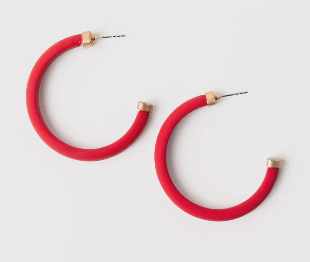 Amanda Red Hoops, Large