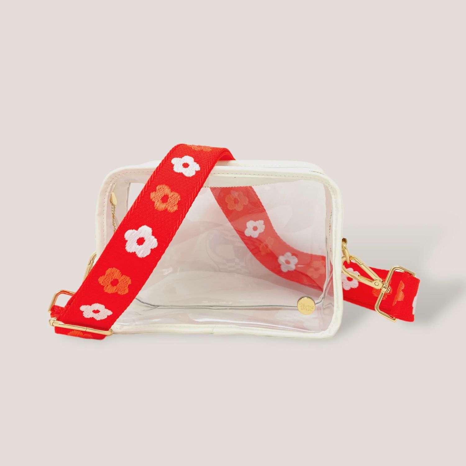 Clear Crossbody Bag, Red